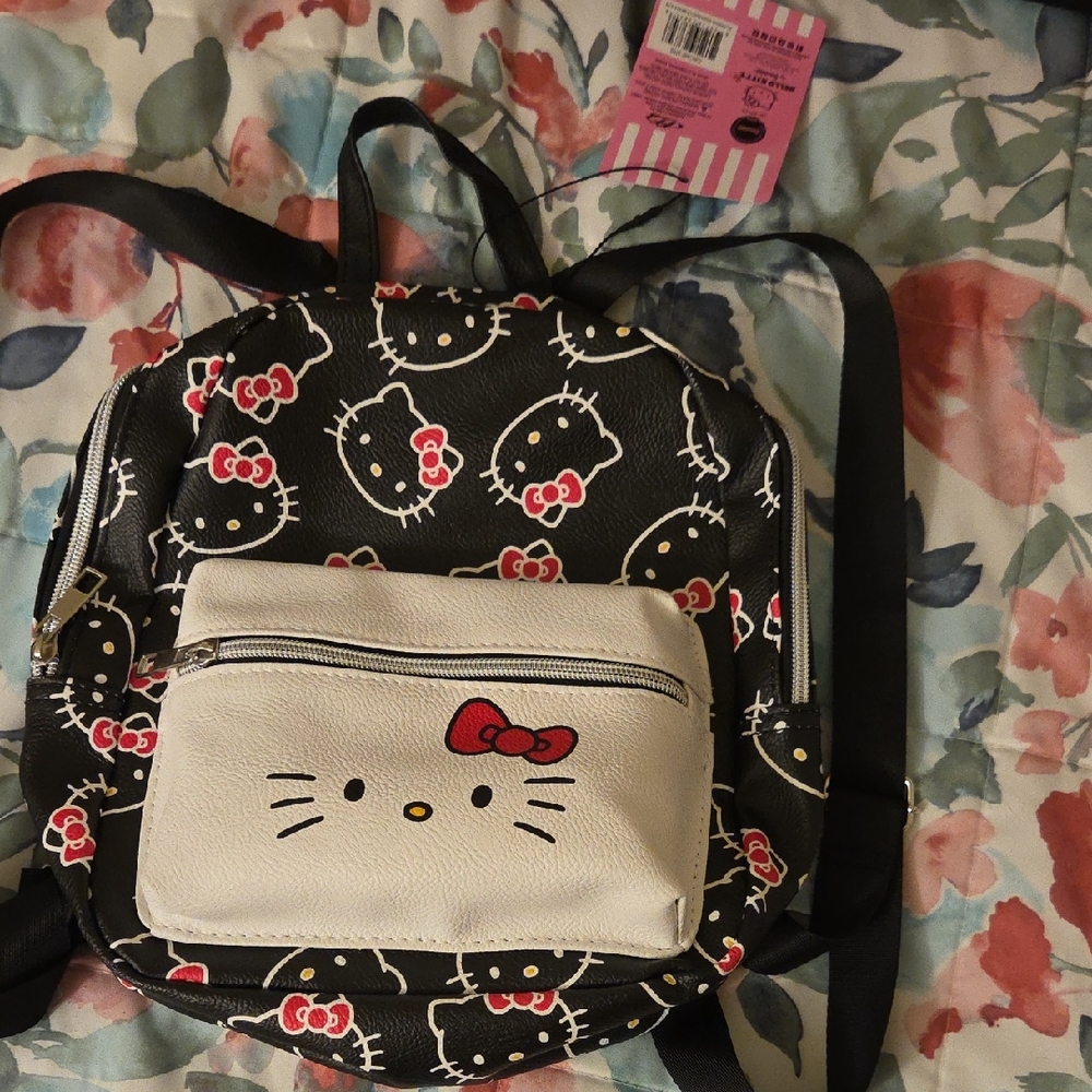 Hello Kitty Black and White Backpack with Red Accents